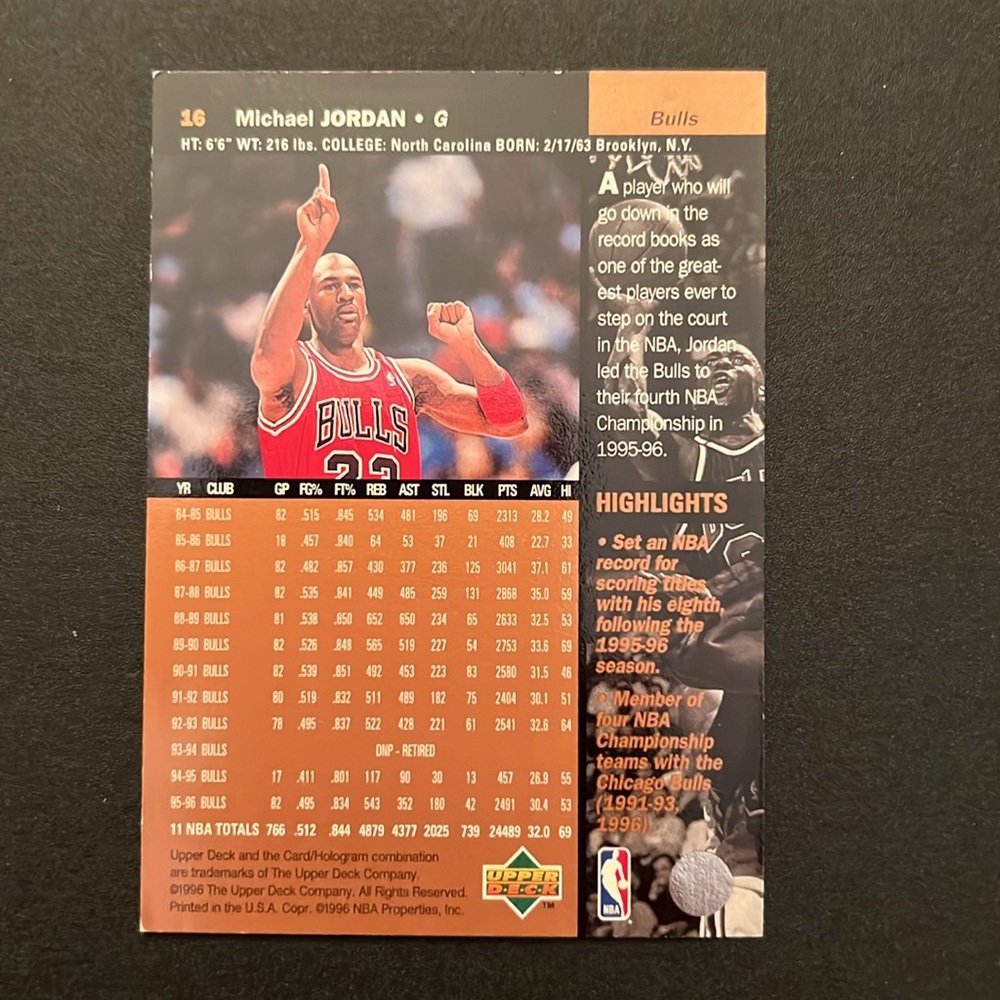 Michael Jordan Basketball Card - Picture 2 of 4